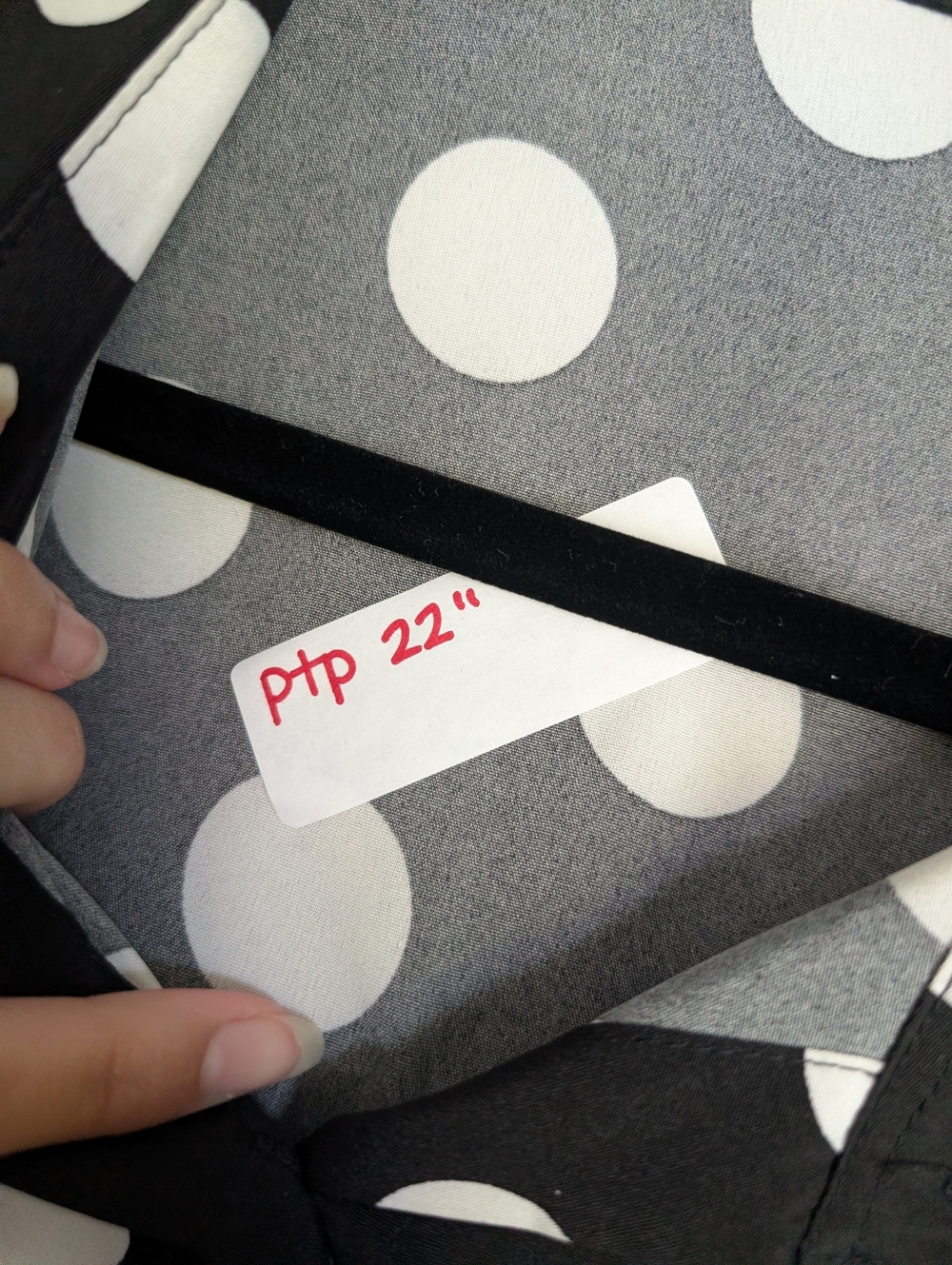 Polka Dot Button-Up Ruffle Sleeve Top - Black/White - Picture 6 of 8